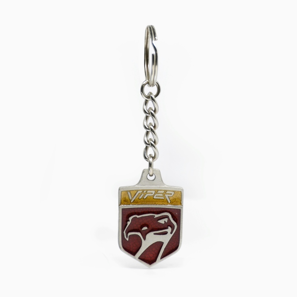 Vintage Dodge Viper Sneaky Pete Pewter Keychain Hand Painted Made in Canada